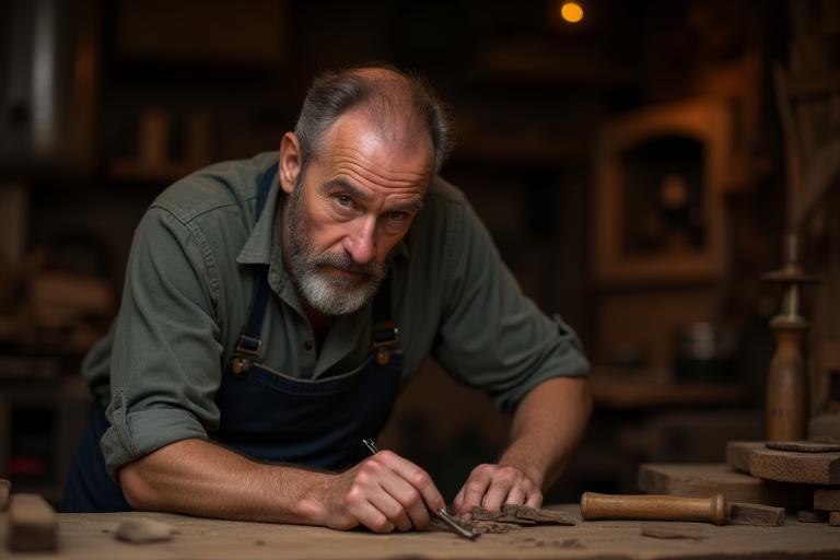 Craftsman at work in Dublin workshop
